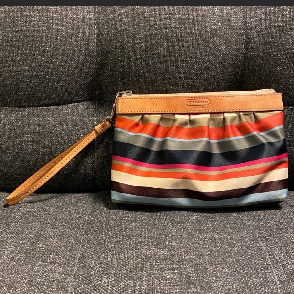 Vintage Coach Wristlet from the early 2000’s, striped, multicolor